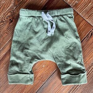 🇨🇦 MINI MIOCHE 12-18M Organic Cotton Green Cropped Pant Shorts Drawstring Waist
